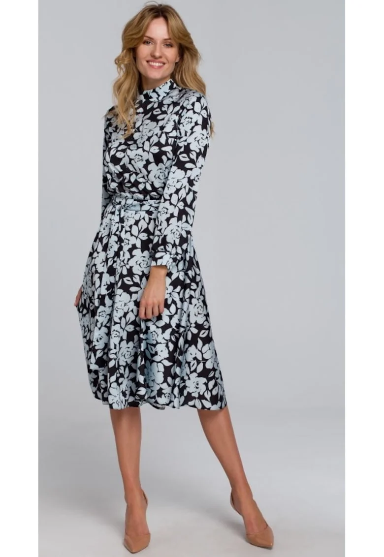 Rochie de dama Model elegant, Poliester, Negru, Albastru