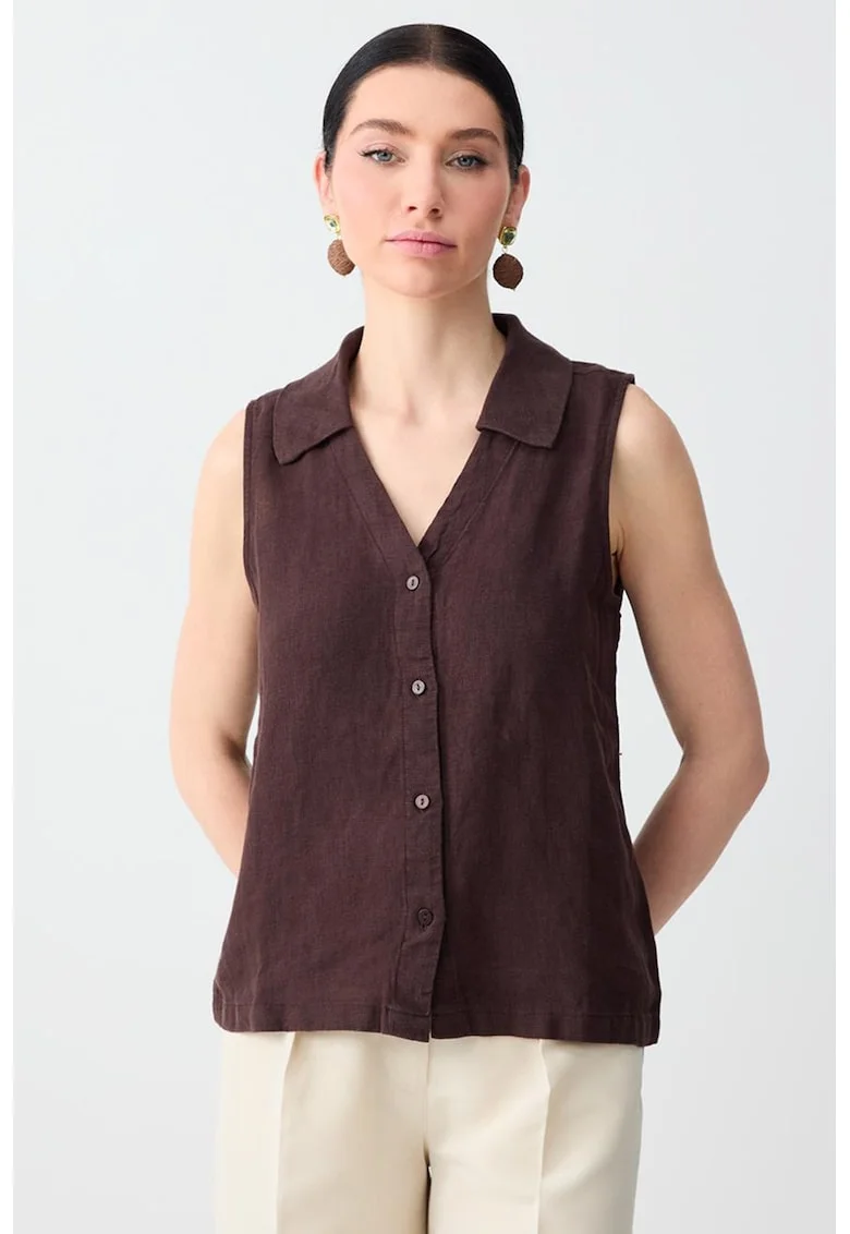 Vesta slim fit din in, Maro inchis