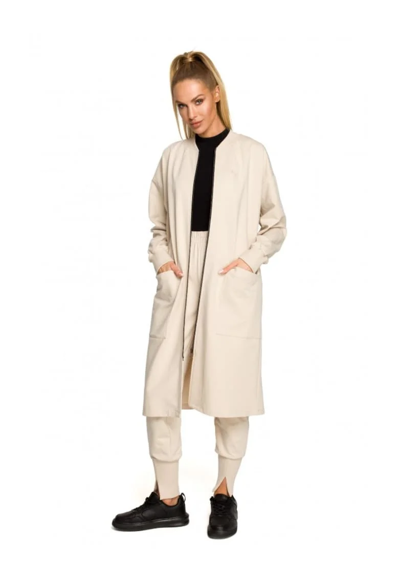 Blazer de dama  Cu fermoar, Bumbac, Elastan, Bej