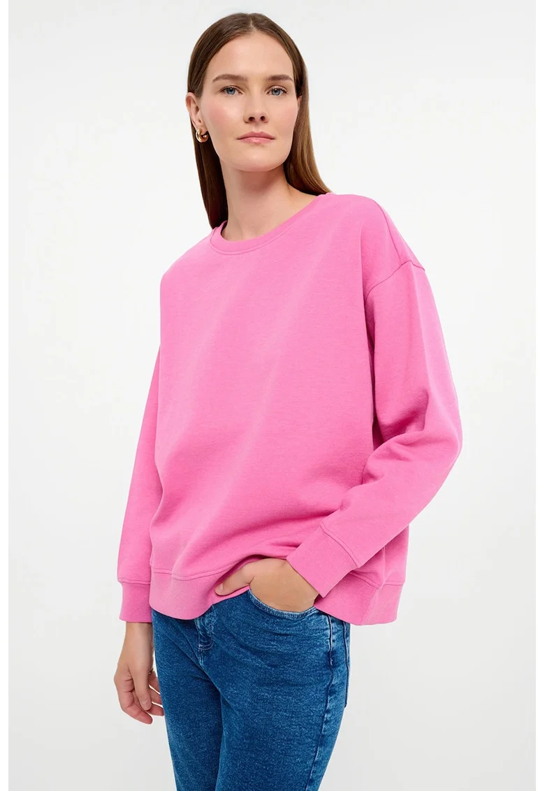 Bluza de trening lejera cu decolteu rotund, Roz pastel