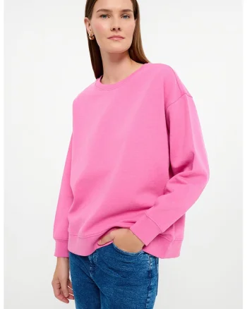 Bluza de trening lejera cu decolteu rotund, Roz pastel