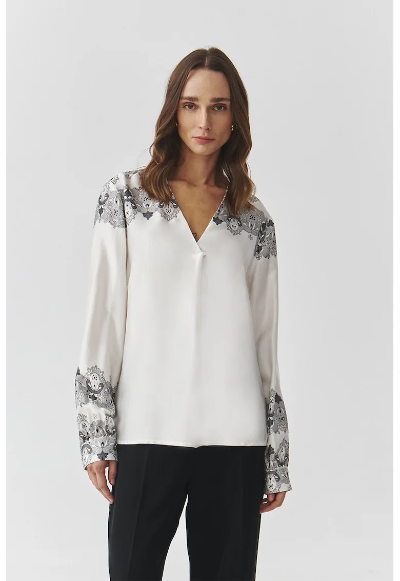 Bluza eleganta cu model floral, Alb