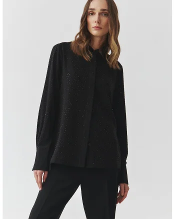 Camasa cu model uni si nasturi, Negru