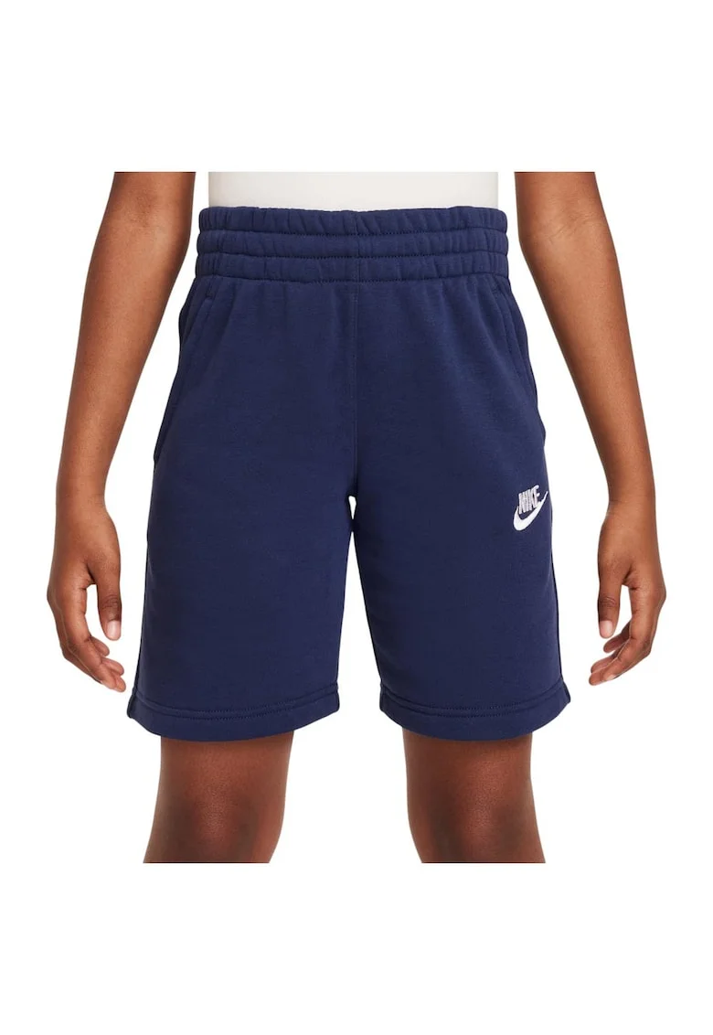 Pantaloni scurti sport copii  Sportswear Club, talie elastica, buzunare oblice, albastru, bumbac/poliester