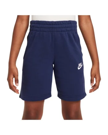 Pantaloni scurti sport copii  Sportswear Club, talie elastica, buzunare oblice, albastru, bumbac/poliester