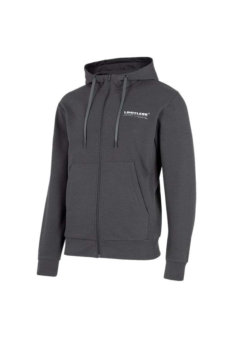 Hanorac sport barbati  gluga ajustabila, fermoar complet, bumbac/poliester, gri