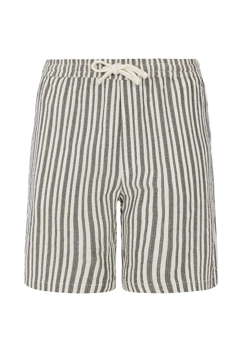 Pantaloni scurti  Griston, bumbac, talie elastica, alb/gri
