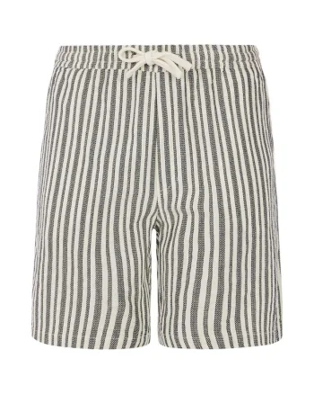 Pantaloni scurti  Griston, bumbac, talie elastica, alb/gri