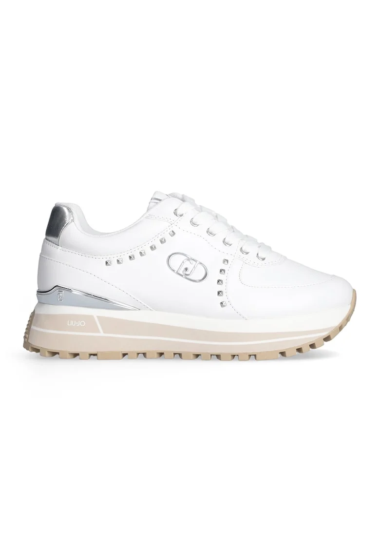 Pantofi sport din piele cu tinte, Alb