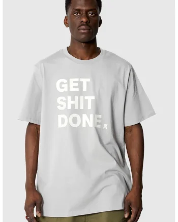 Tricou unisex cu imprimeu text, Alb/Gri deschis