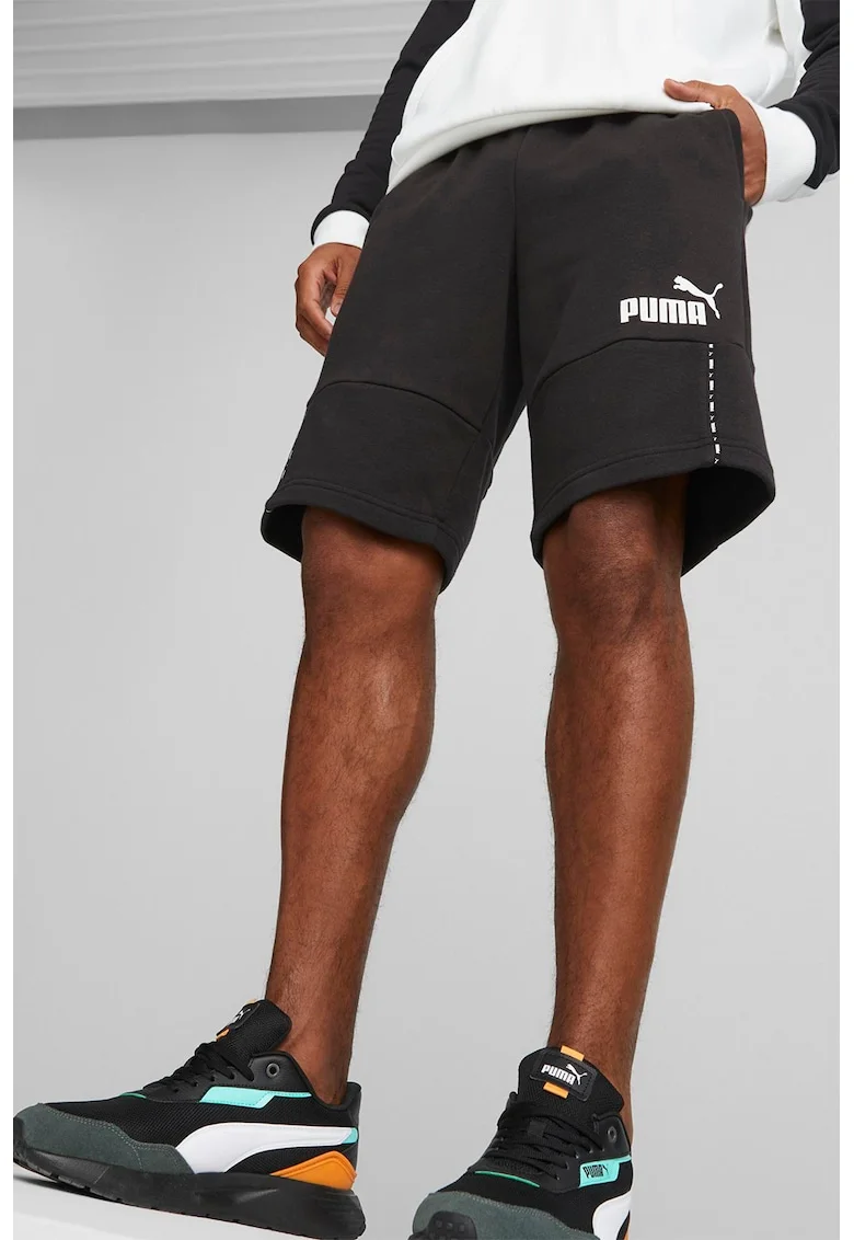 Pantaloni scurti cu imprimeu logo, Negru