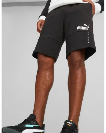 Pantaloni scurti cu imprimeu logo, Negru