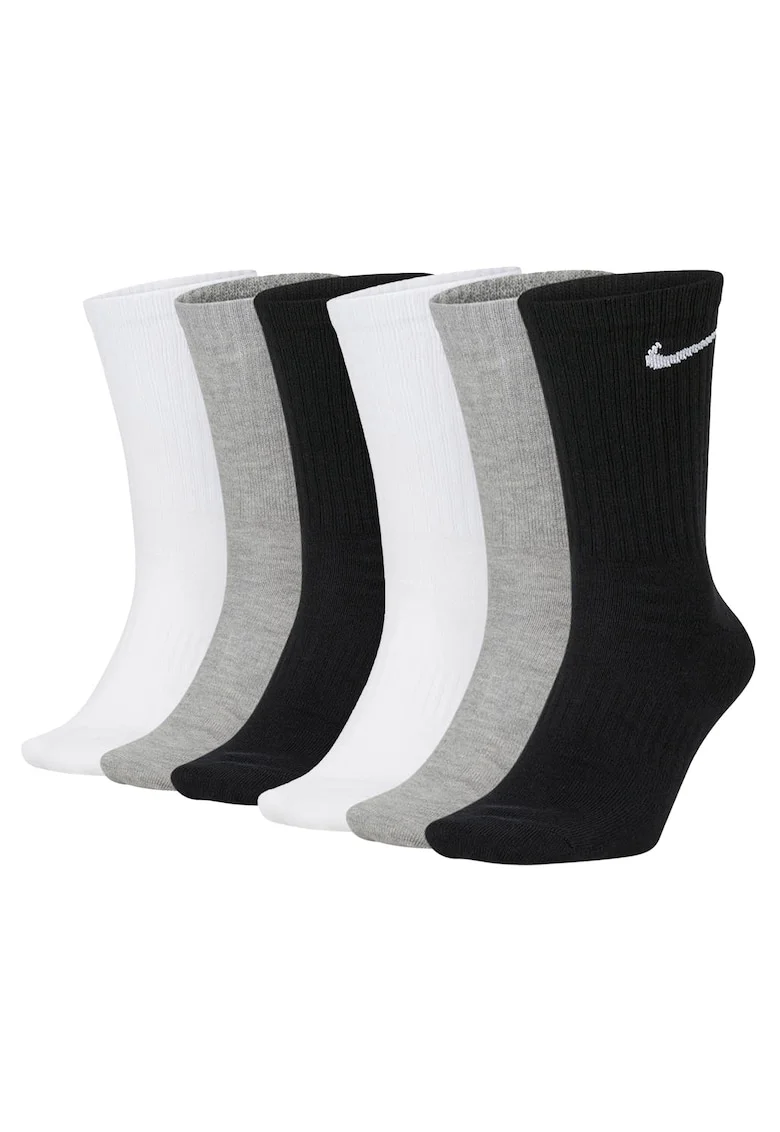Set de sosete unisex cu amortizare pentru antrenament - 6 perechi, Alb/Negru/Gri