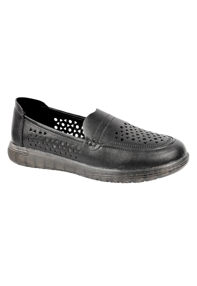 Pantofi casual, dama, FORMAZIONE, GA 2314 negru, piele naturala perforata, Negru