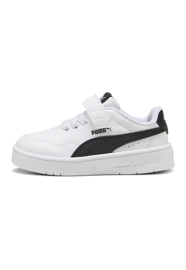 Pantofi sport de piele ecologica cu barete velcro, Alb