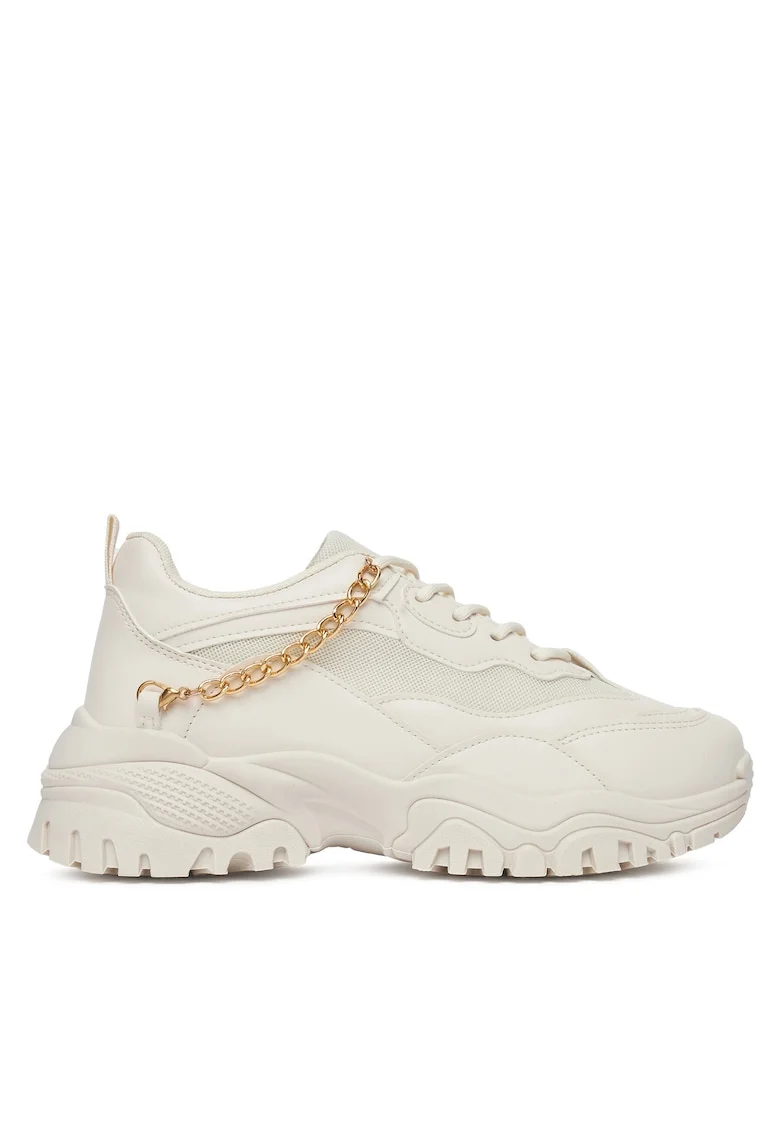 Pantofi sport dama,  sneakers bej, piele ecologica,