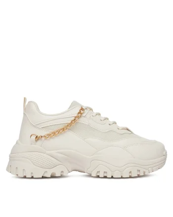 Pantofi sport dama,  sneakers bej, piele ecologica,