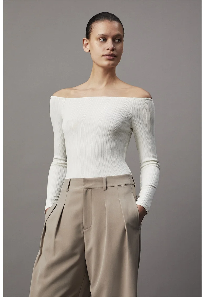 Pantaloni cu croiala ampla si pliuri, Maro taupe deschis