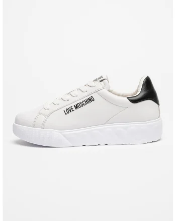 Pantofi sport de piele cu logo, Negru/Alb murdar
