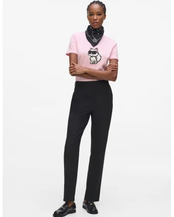Tricou regular fit din bumbac organic cu imprimeu pe piept, Roz deschis