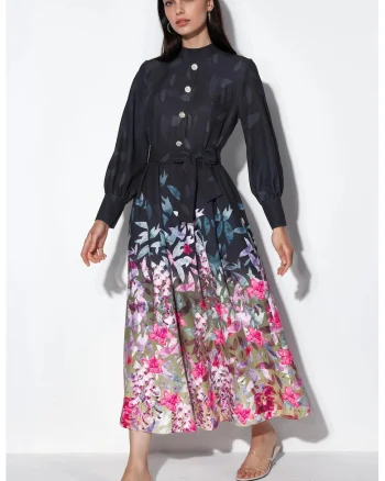 Rochie Maxi,  Floral, Multicolor, Poliester cu Lycra