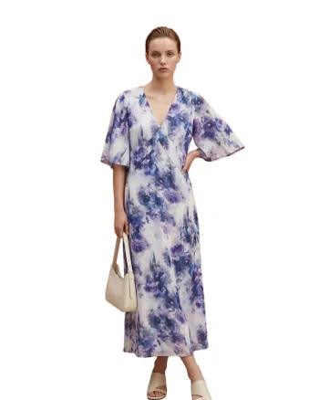 Rochie Midi,  Imprimeu Abstract, Poliester