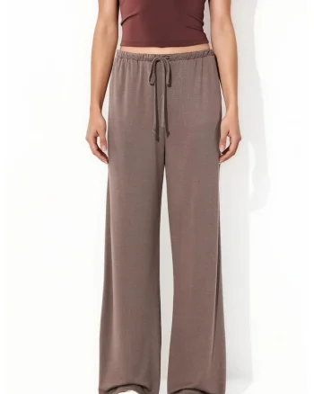 Pantaloni dama,  croiala larga, maro cafea, 50% modal, 44% poliester, 6% elastan