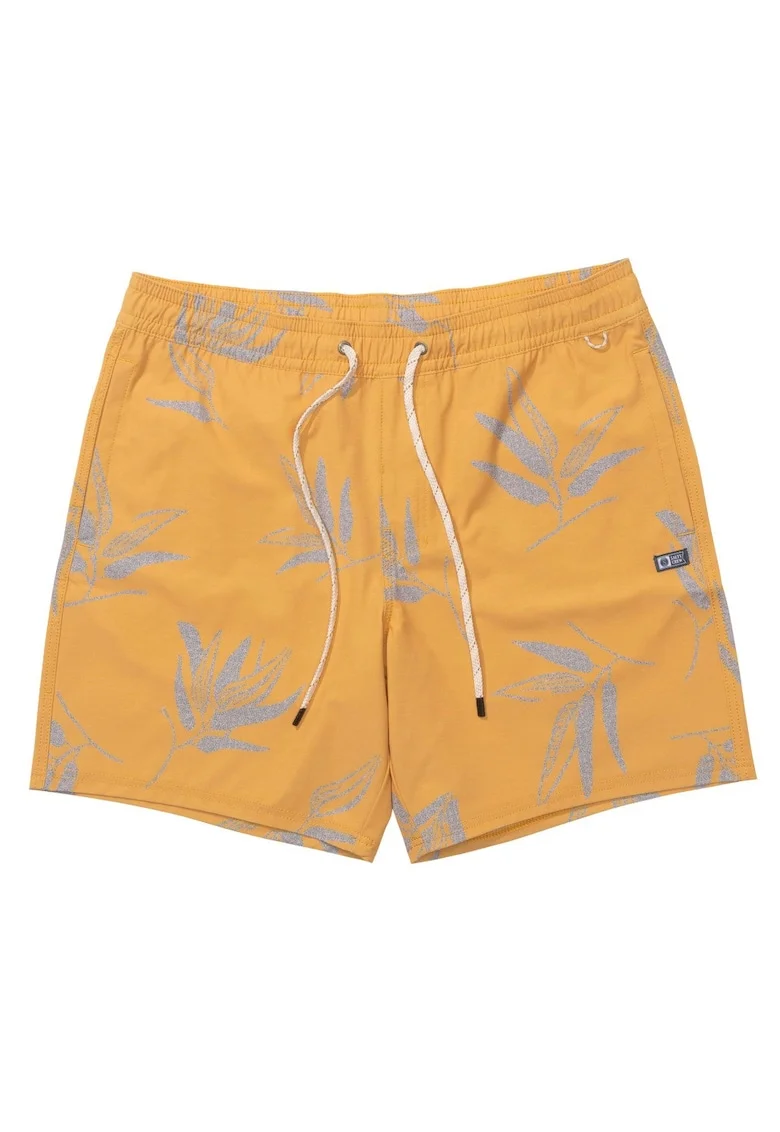 Pantaloni scurti pentru baie cu talie reglabila, Galben inchis