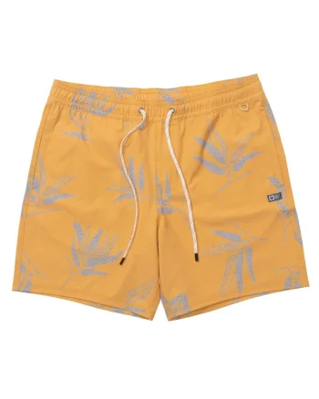 Pantaloni scurti pentru baie cu talie reglabila, Galben inchis