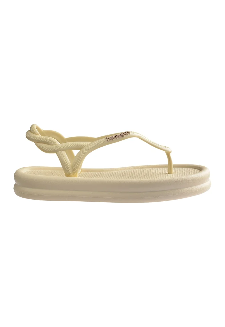 Sandale slingback cu bareta separatoare, Galben deschis/Maro deschis