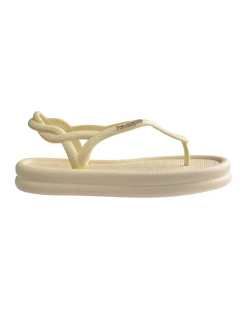 Sandale slingback cu bareta separatoare, Galben deschis/Maro deschis
