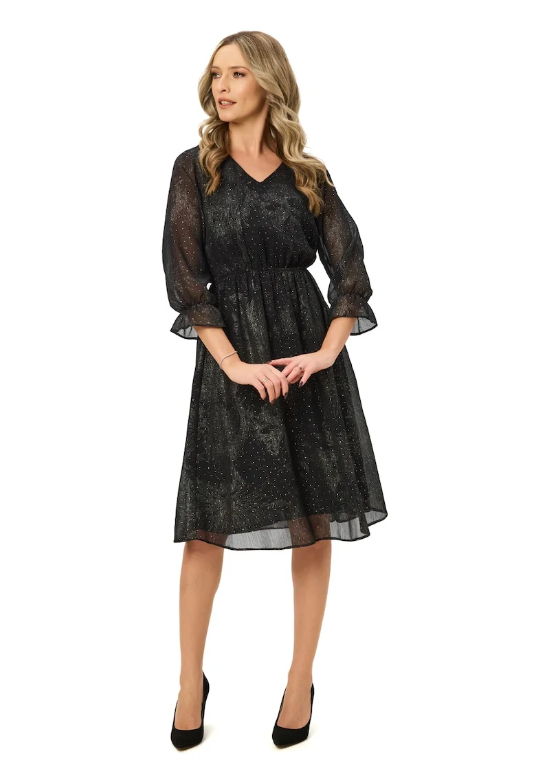 Rochie cu maneci medii Noemi, Negru stins