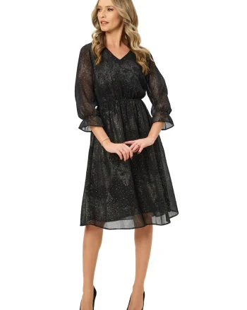 Rochie cu maneci medii Noemi, Negru stins