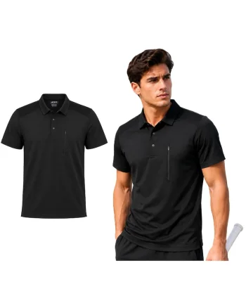 Tricou polo cu buzunar cu fermoar