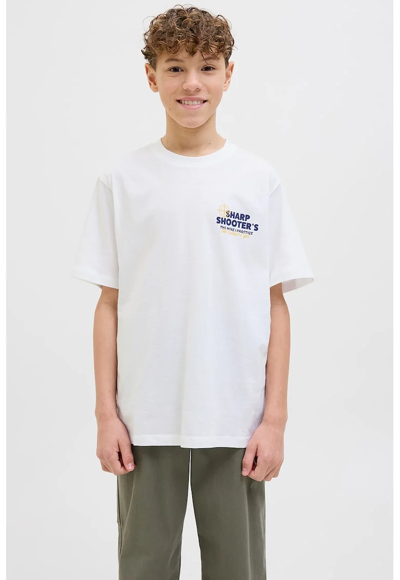 Tricou cu imprimeu pe spate, Alb/Albastru inchis