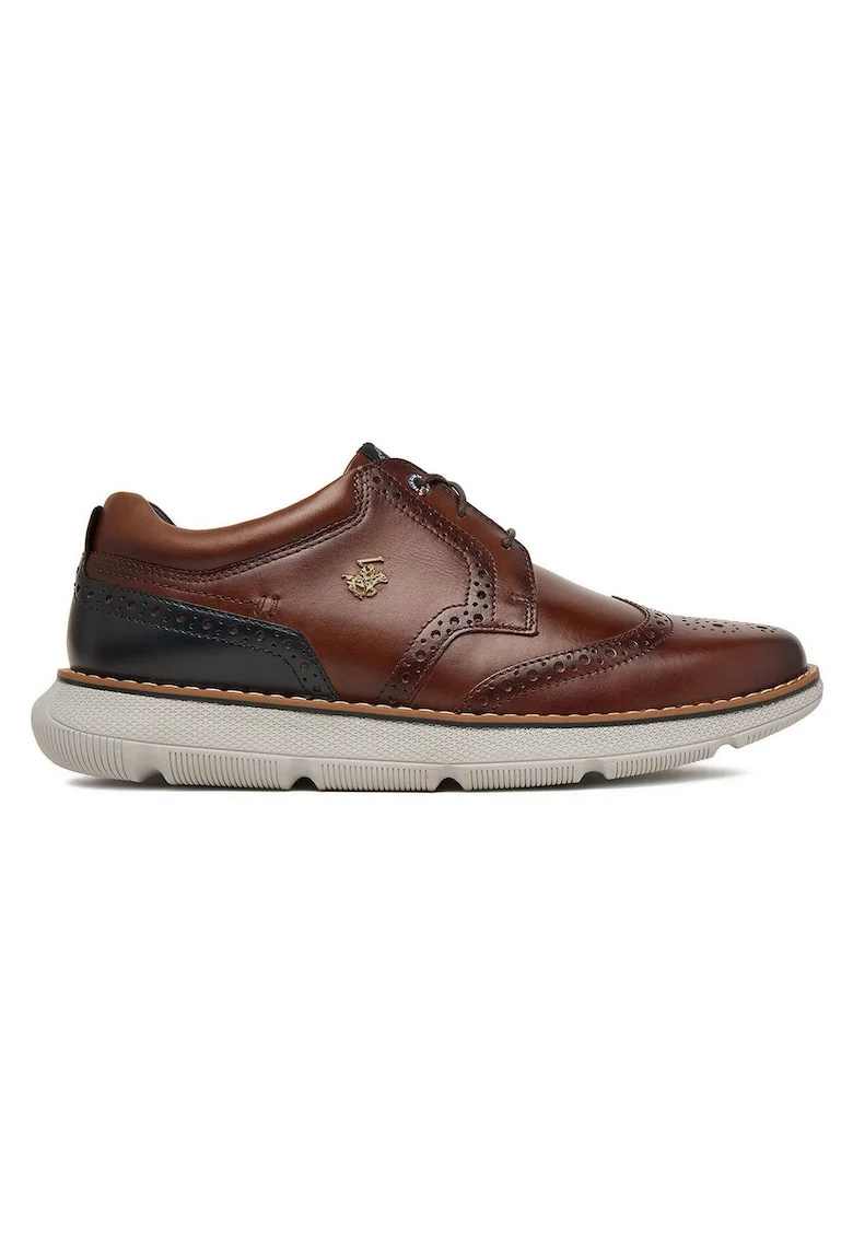 Mocasini barbati,  piele naturala, maro, varf rotund,