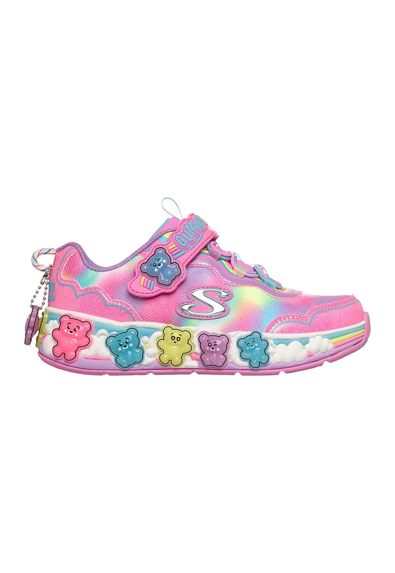Pantofi sport Gummy Friends cu velcro si talisman detasabil, Roz
