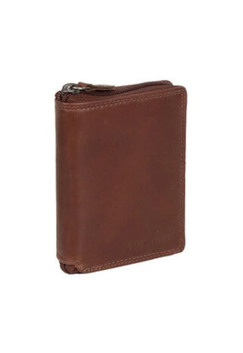 Portofel barbati  UDINE, piele naturala, maro, 9,5x3x12cm, One Size