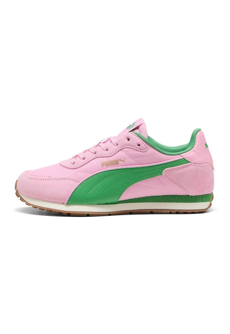 Pantofi sport Miler cu garnituri de piele intoarsa, Verde/Roz pal