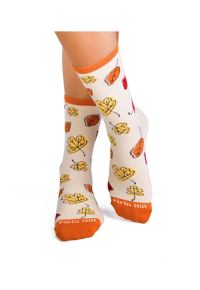 Sosete bumbac organic COLOUR COTTON AUTUMN LEAVES Ecru