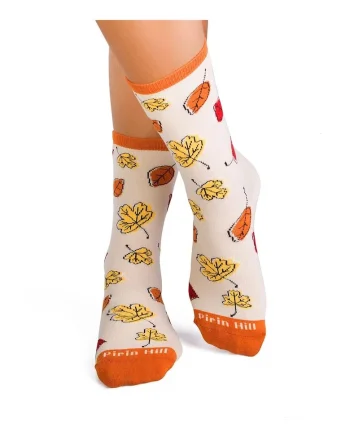 Sosete bumbac organic COLOUR COTTON AUTUMN LEAVES Ecru