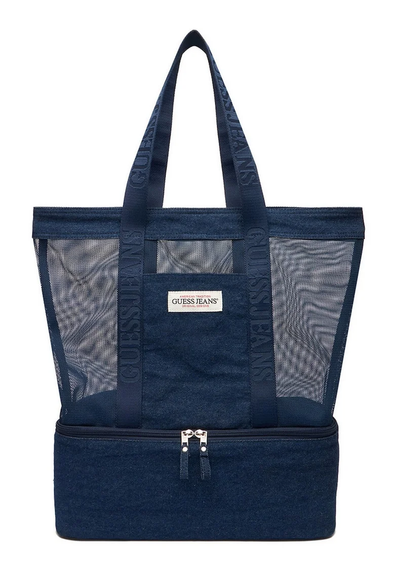 Geanta shopper din plasa, Bleumarin