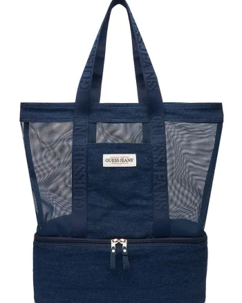 Geanta shopper din plasa, Bleumarin