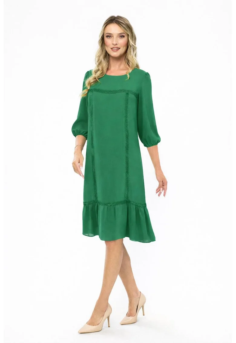 Rochie cu terminatie cu volan Petra, Verde