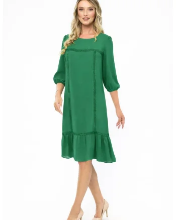 Rochie cu terminatie cu volan Petra, Verde