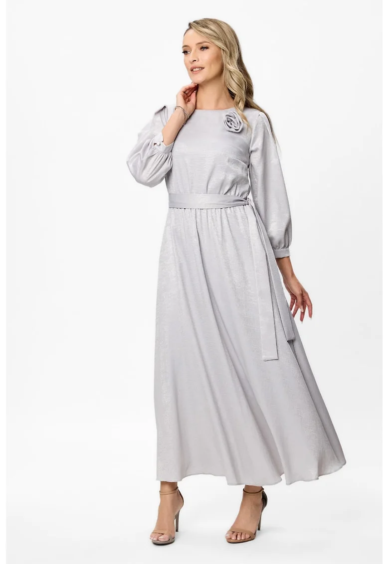Rochie cu maneci lungi Chiara, Gri deschis