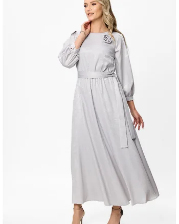 Rochie cu maneci lungi Chiara, Gri deschis