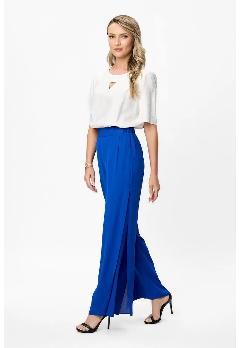 Pantaloni evazati cu talie elastica Eros, Bleumarin