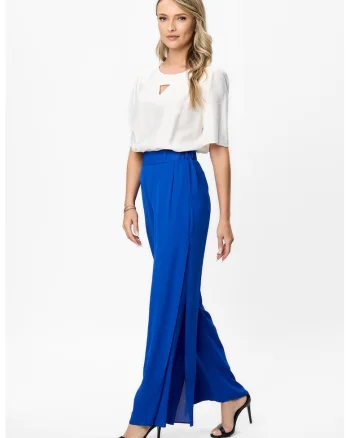 Pantaloni evazati cu talie elastica Eros, Bleumarin