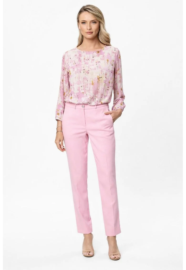 Pantaloni slim-fit Daria, Roz pastel